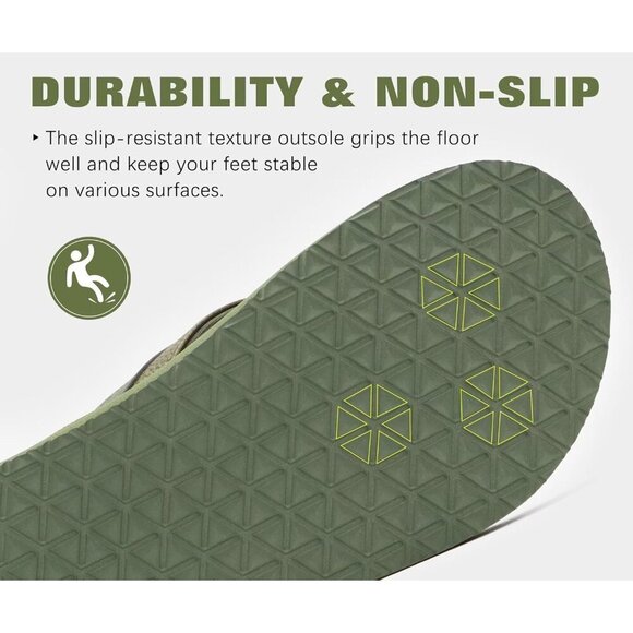 〽️Men\'s Flip Flop Sandal Green Leather Slip On Arch Support Comfort Shoes main image 7